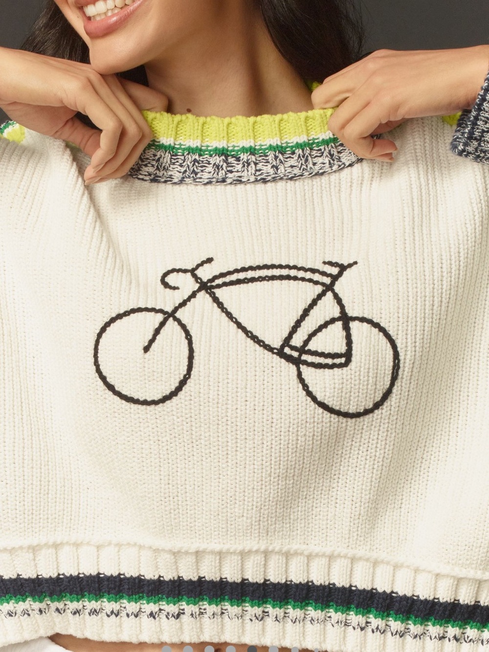 Anthropologie Daily Practice Le Tour Crop Crew-Neck Sweater, Small
